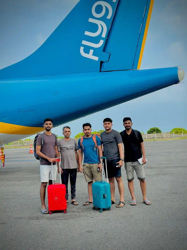 Tourists arriving at Lakshadweep island airport for tour package